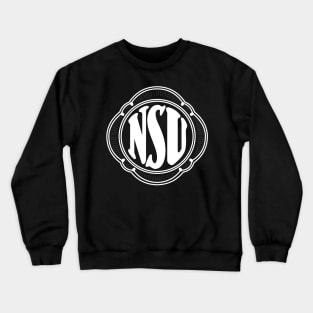 Early NSU cars, motorcycles & scooter emblem - white print Crewneck Sweatshirt